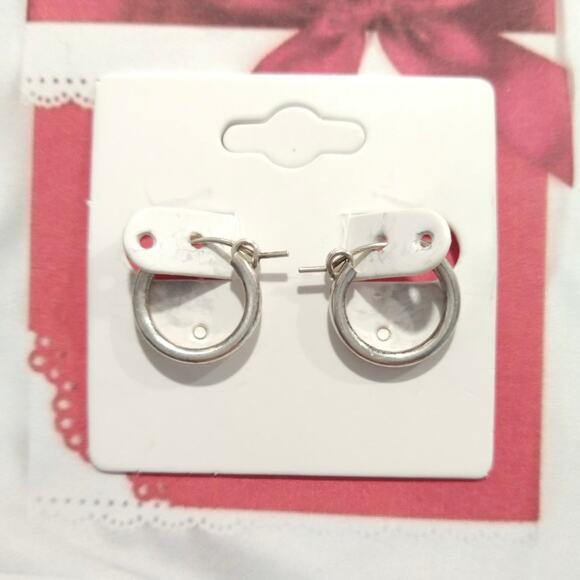 JWK 925 Sterling Silver Huggie Hoop Earrings Small Signed Women Girls Jewelry - Picture 3 of 11